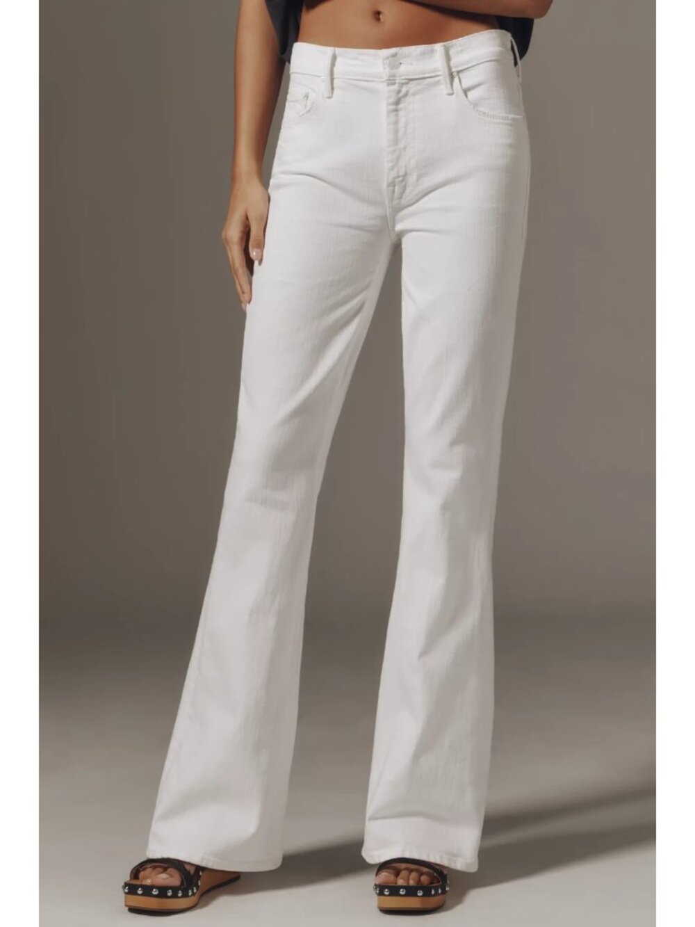 NWT Mother The Weekender in Totally Innocent White Stretch Flare Jeans 32